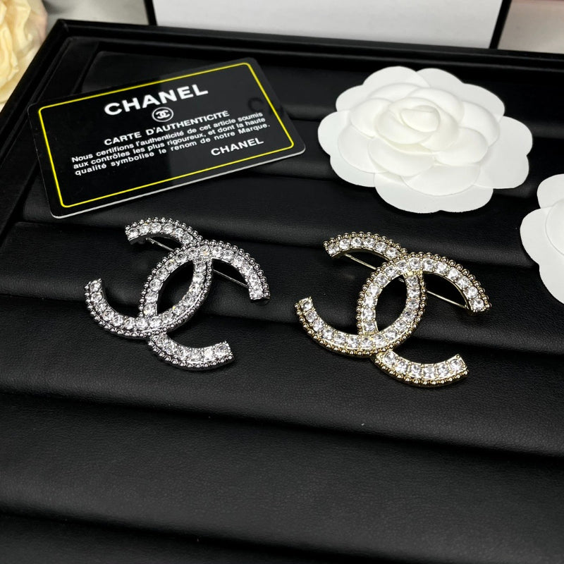 Pave Interlocking Emblem Brooch