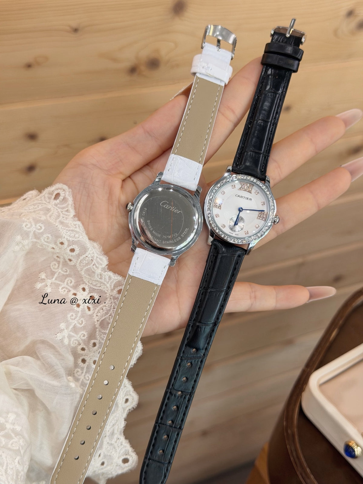 33mm Round Quartz Watch with Stone-Set Bezel and Strap