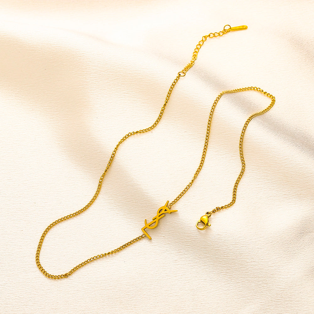 304 Stainless Steel Sideways Monogram Earrings, Bracelet & Necklace Collection