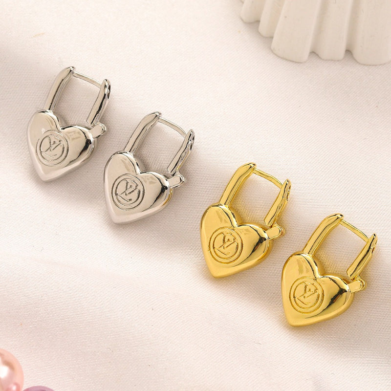 Pendientes Huggie de Acero Inoxidable 304 con Candado de Corazón