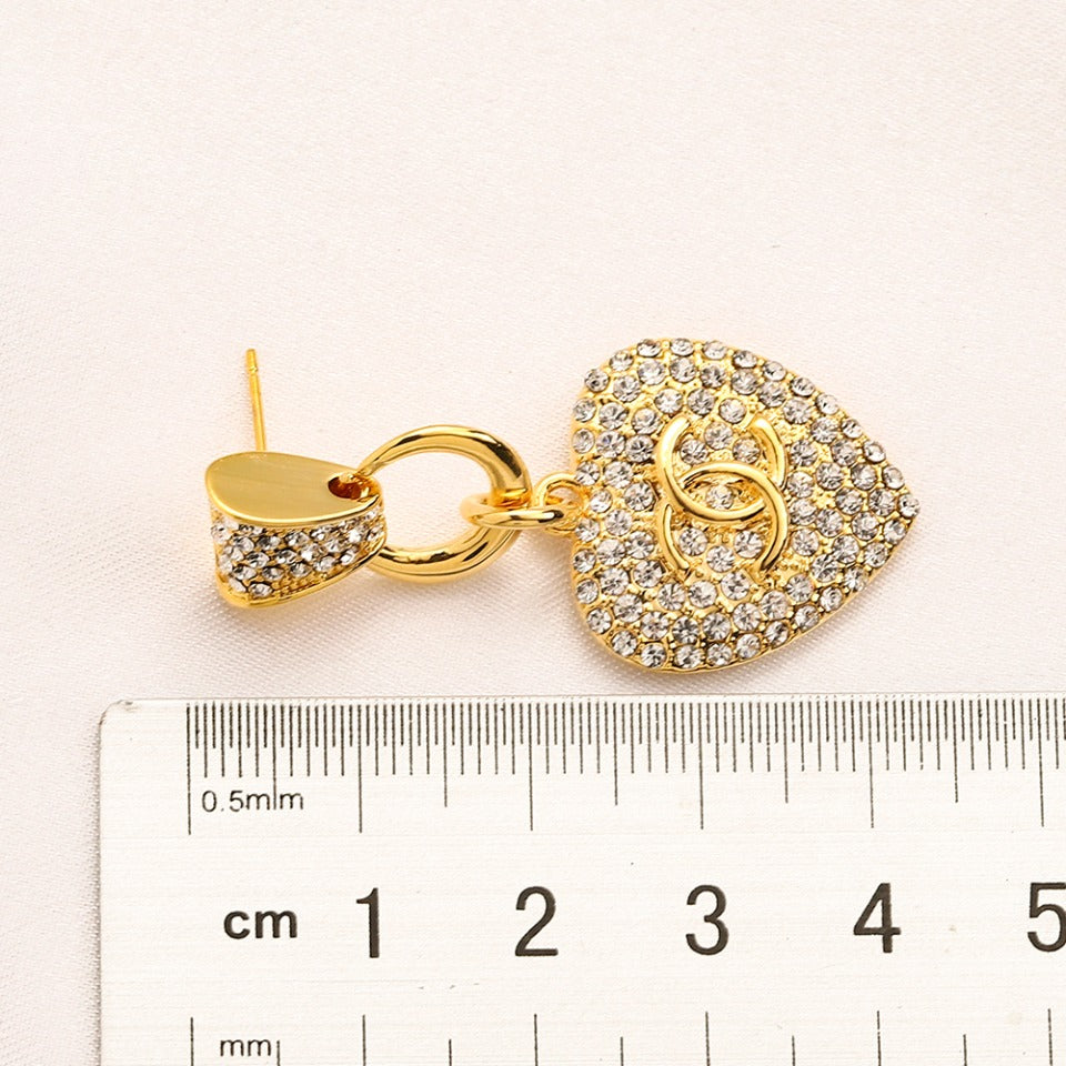Alloy Pave Heart Earrings & Necklace Collection