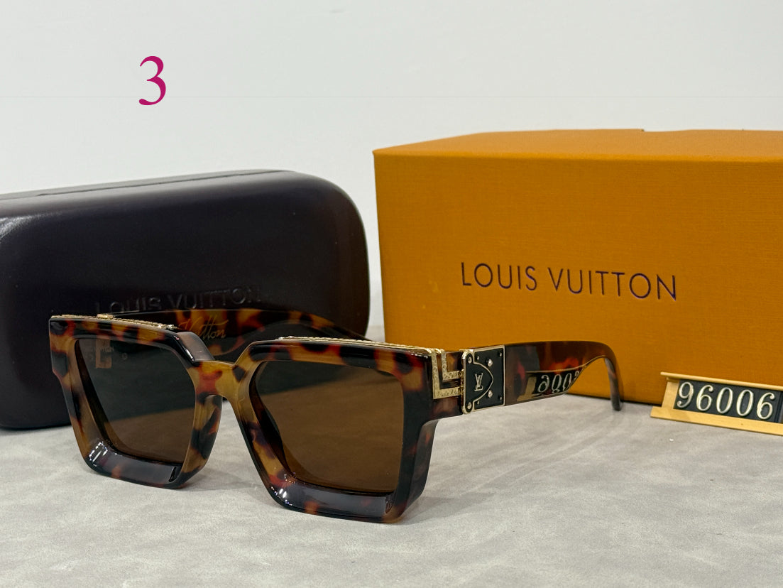 Beveled Square Sunglasses with Metallic Temple Trim