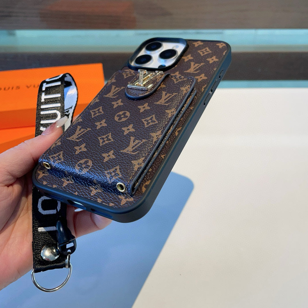 Monogram Phone Case with Strap and Card Pocket
