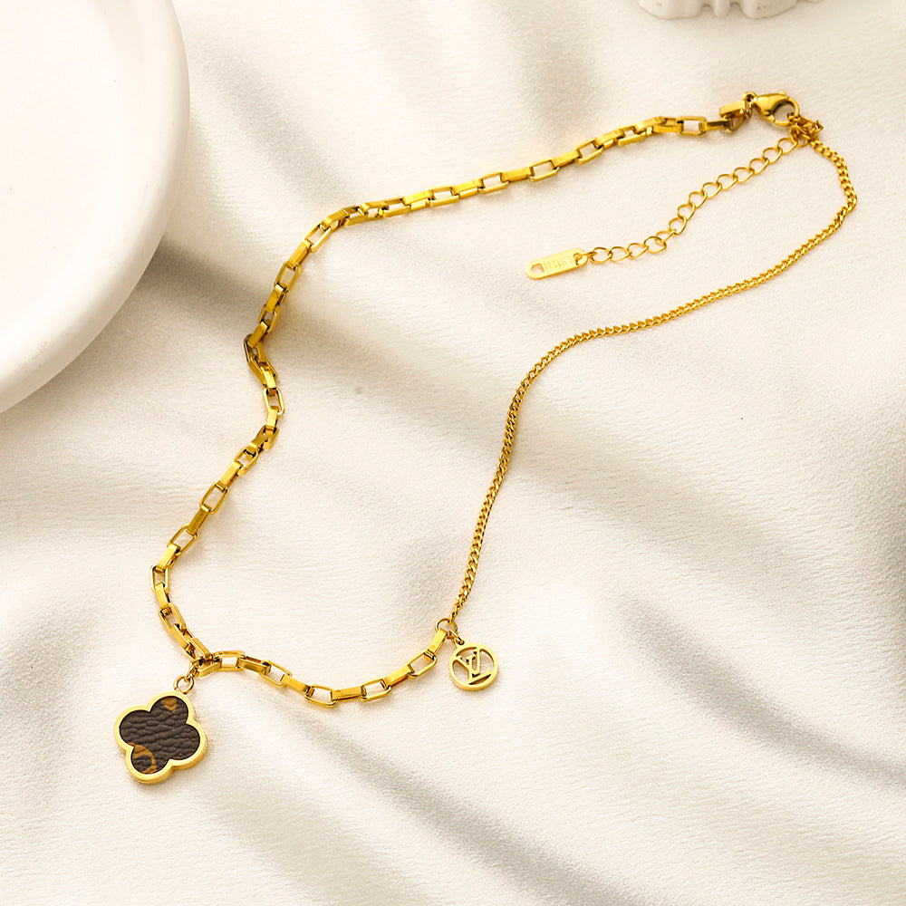 304 Stainless Steel Black Flower Pendant Bracelet & Necklace - Individual or Set
