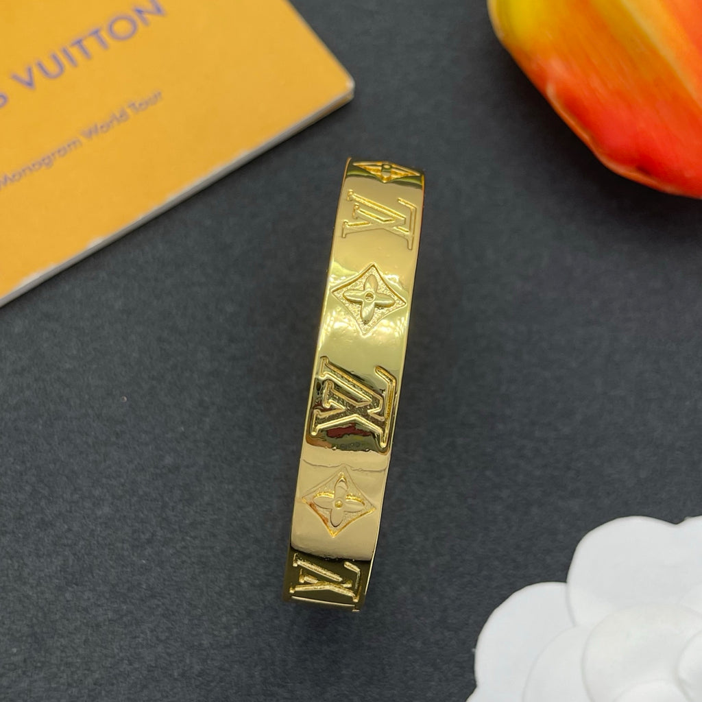 Engraved Floral Monogram Band Bracelet