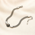 Pulsera de cadena de malla con medallón redondo de acero inoxidable 304