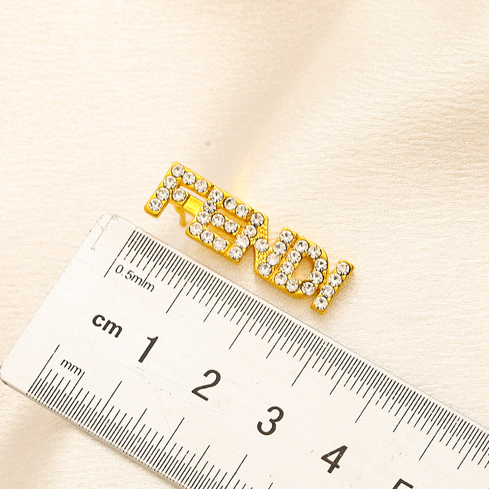 304 Stainless Steel Pave Letter Bar Stud Earrings