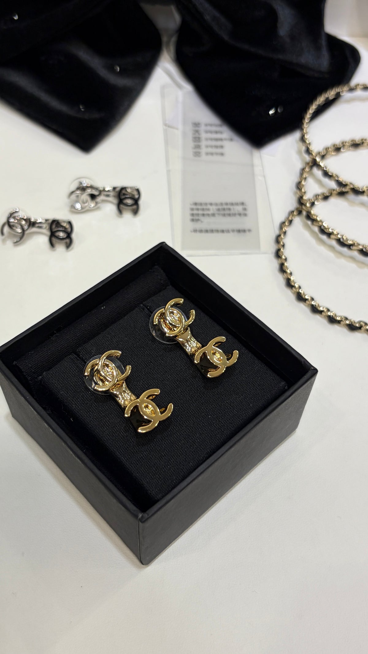 Double Interlocking-C Link Drop Earrings