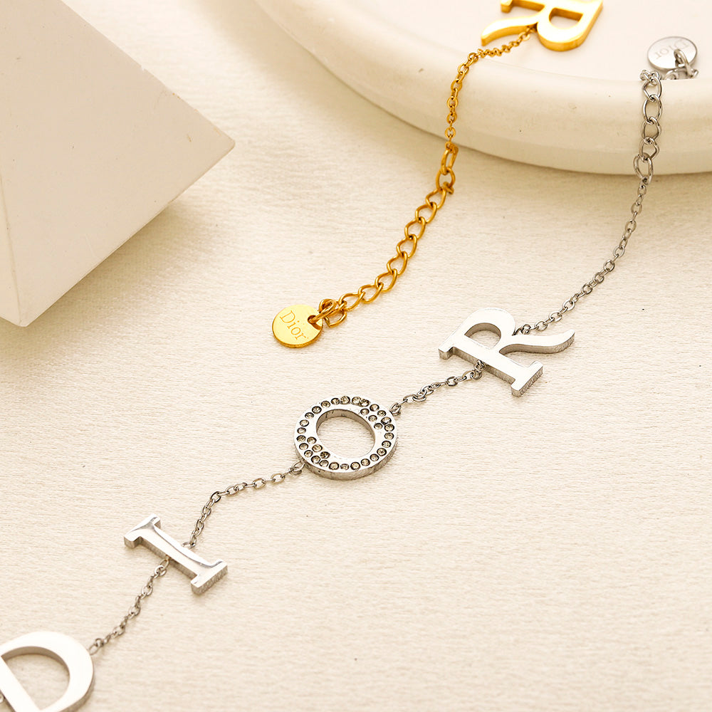 304 Stainless Steel Letter Station Bracelet & Necklace - Individual or Set