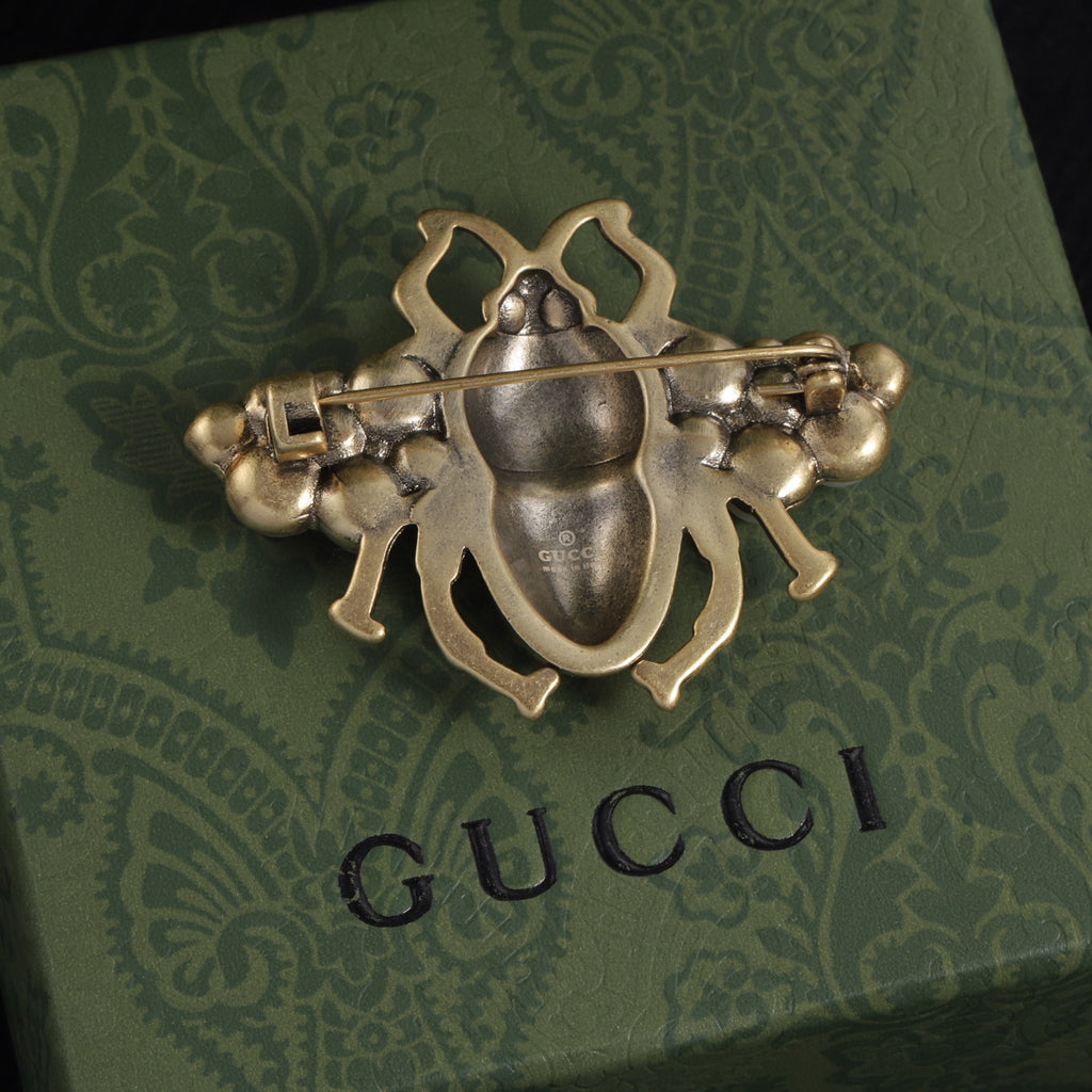 Bee Brooch with Beaded Wings