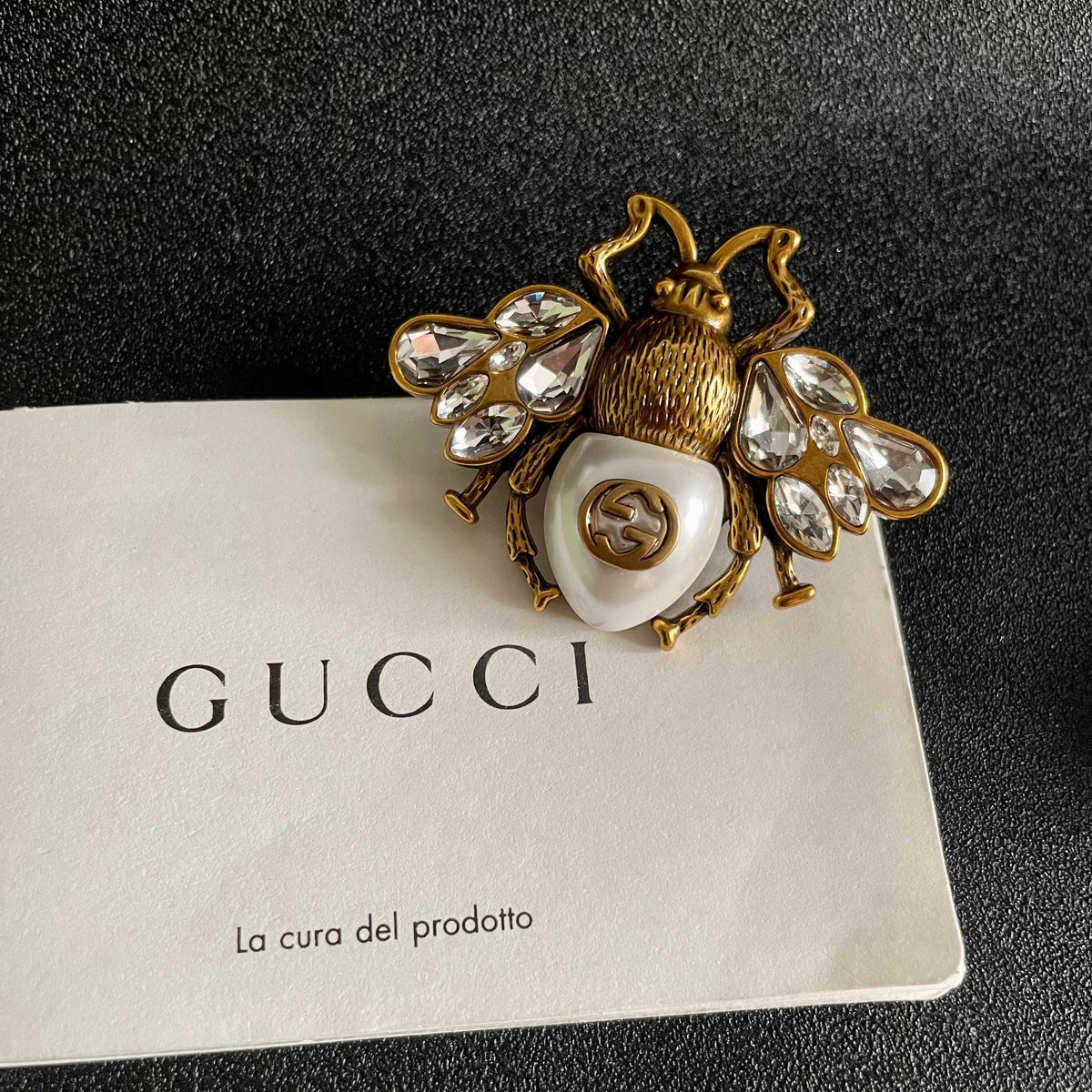 Bee Brooch with Faceted Wings & Bead Accent