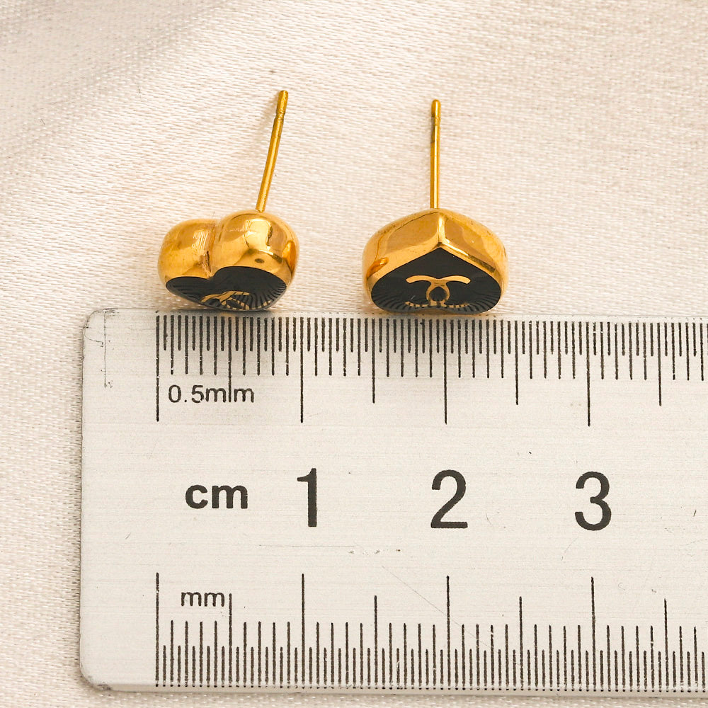 Pendientes de botón de corazón de colores de acero inoxidable 304
