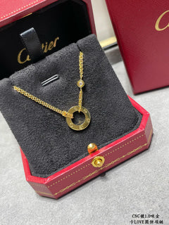 Double-Chain Studded Circle Necklace