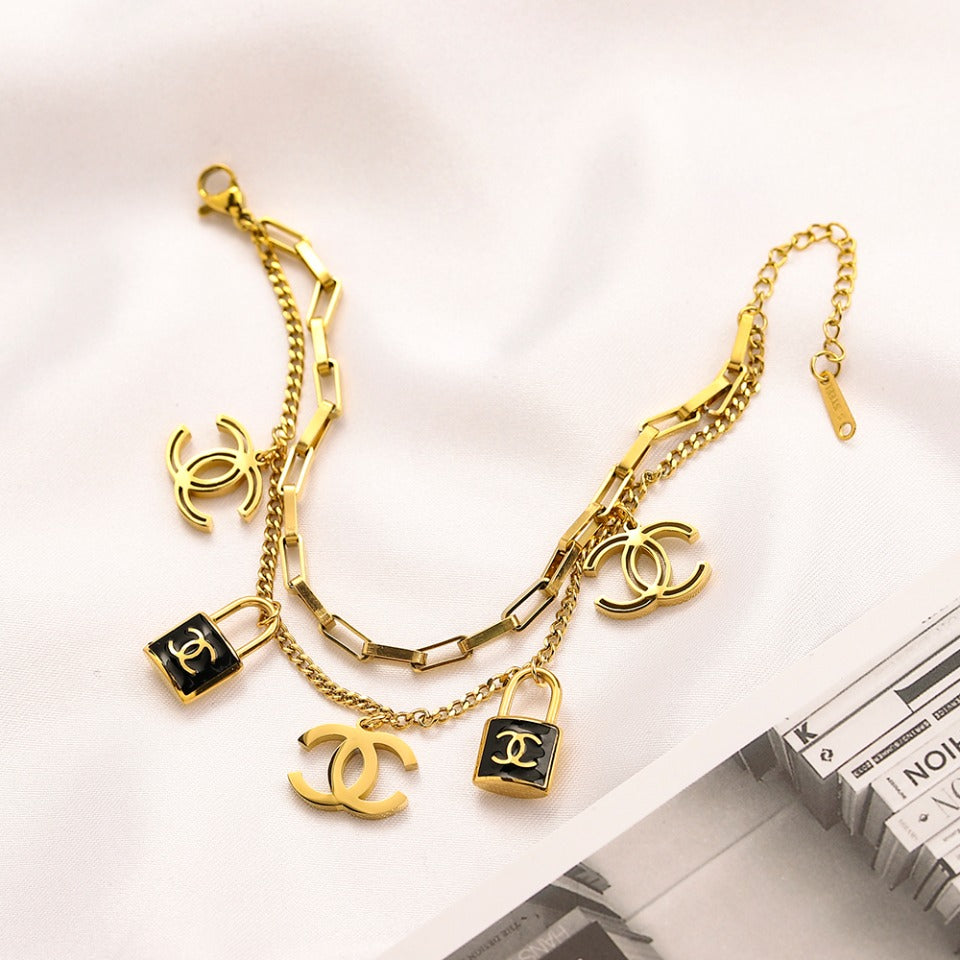 304 Stainless Steel Layered Chain & Charm Bracelet & Necklace - Individual or Set