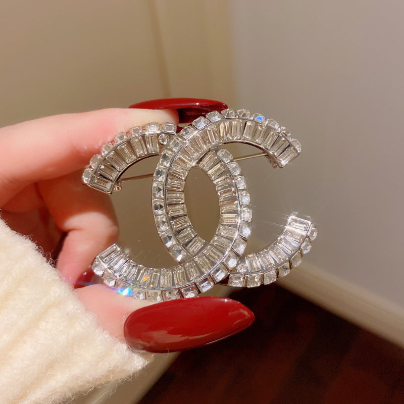 Rectangular Stone-Set Interlocking Emblem Brooch