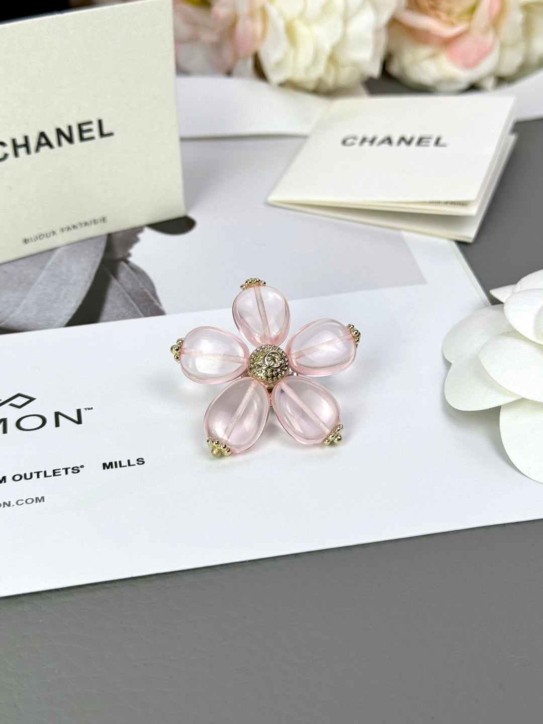 Pink Ribbon Petal Flower Brooch