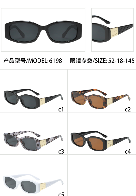Narrow Oval Sunglasses with Metallic Temple Panels