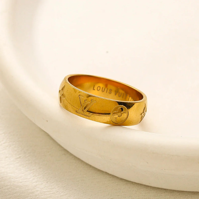304 Stainless Steel Engraved Wide Band Ring