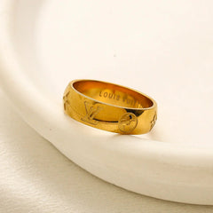 304 Stainless Steel Engraved Wide Band Ring