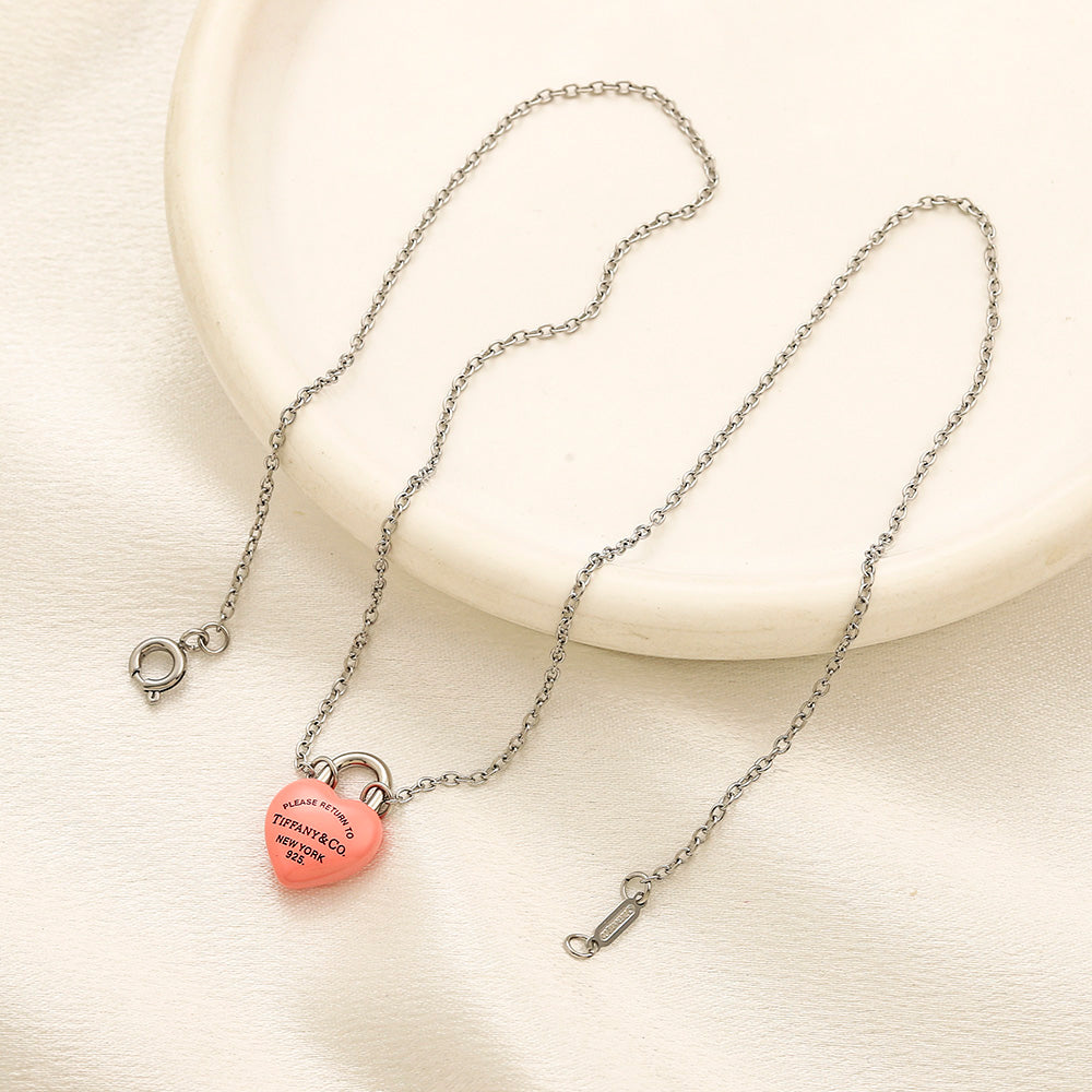 304 Stainless Steel Colorful Heart Pendant Bracelet & Necklace - Individual or Set