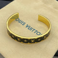 Color-Inlay Floral Monogram Bangle Bracelet