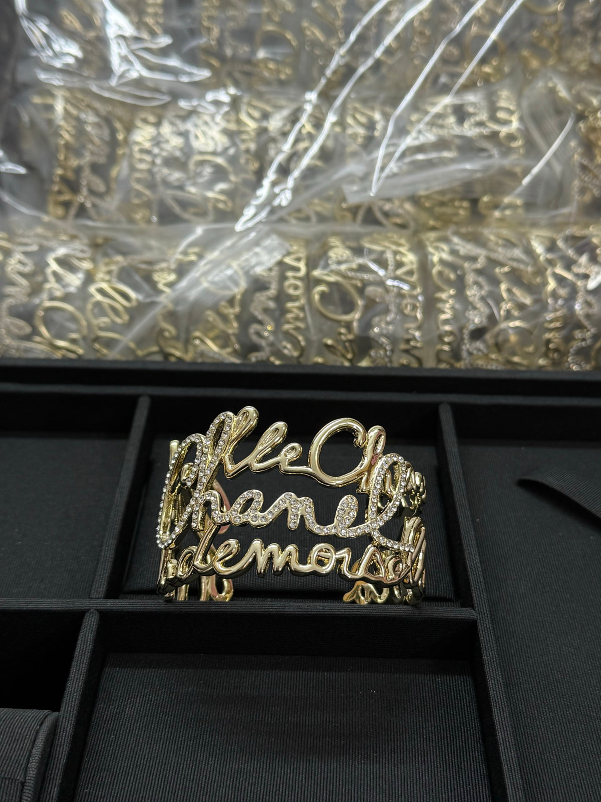 Openwork Script Lettering Cuff Bracelet