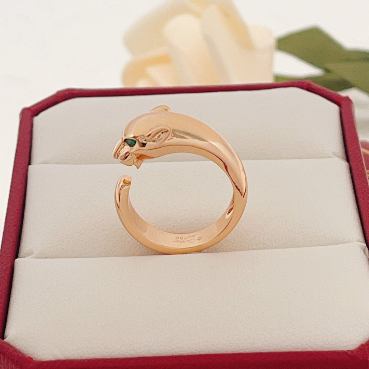 Polished Panther Head Wrap Ring