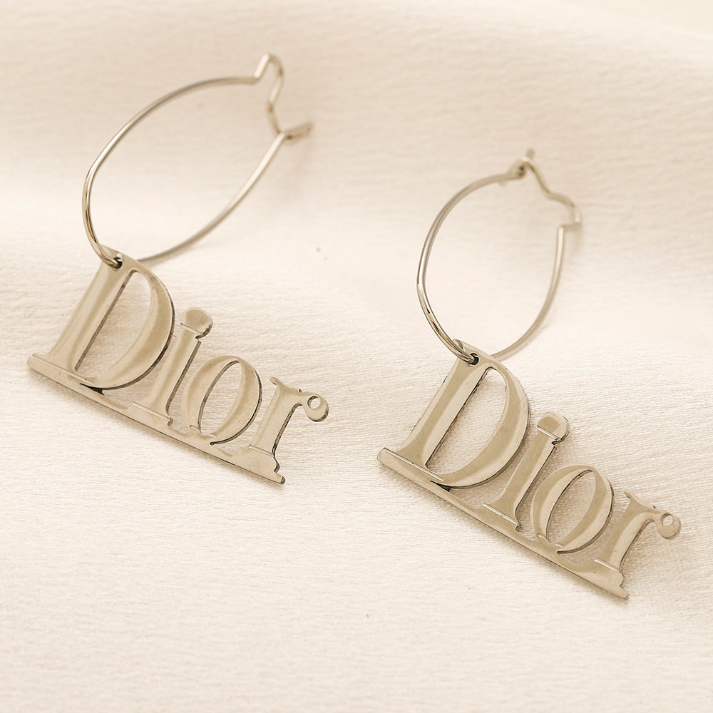 304 Stainless Steel Long Letter Drop Earrings