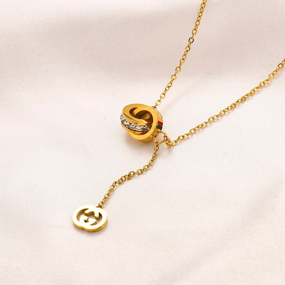 Collar de lazo con monograma redondo de acero inoxidable 304