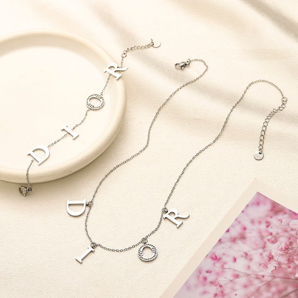304 Stainless Steel Letter Station Bracelet & Necklace - Individual or Set