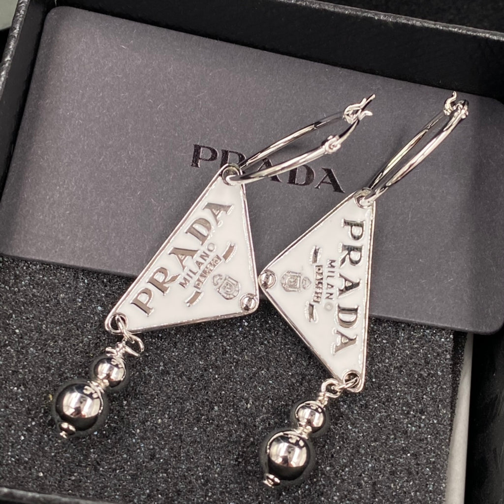 Triangle & Bead Charm Hoop Earrings