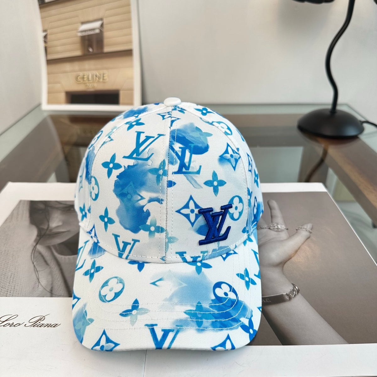 Blue Graphic Monogram Baseball Cap