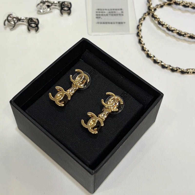 Double Interlocking-C Link Drop Earrings