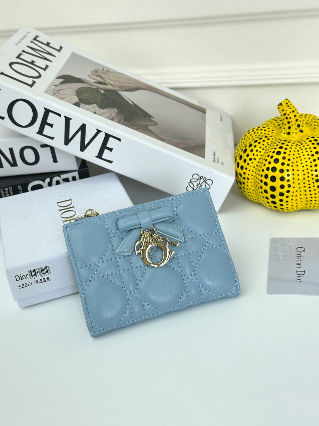 Quilted Flap Wallet with Letter Charms 015