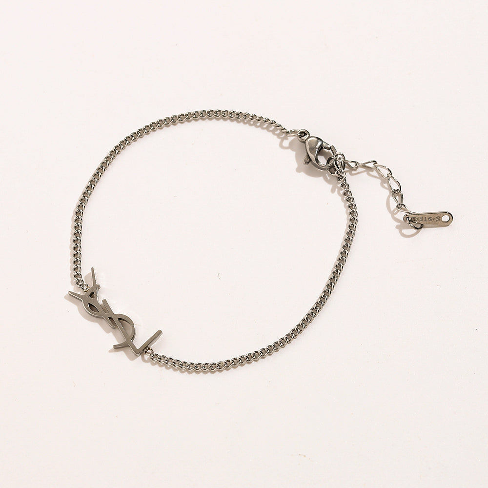 304 Stainless Steel Sideways Monogram Earrings, Bracelet & Necklace Collection