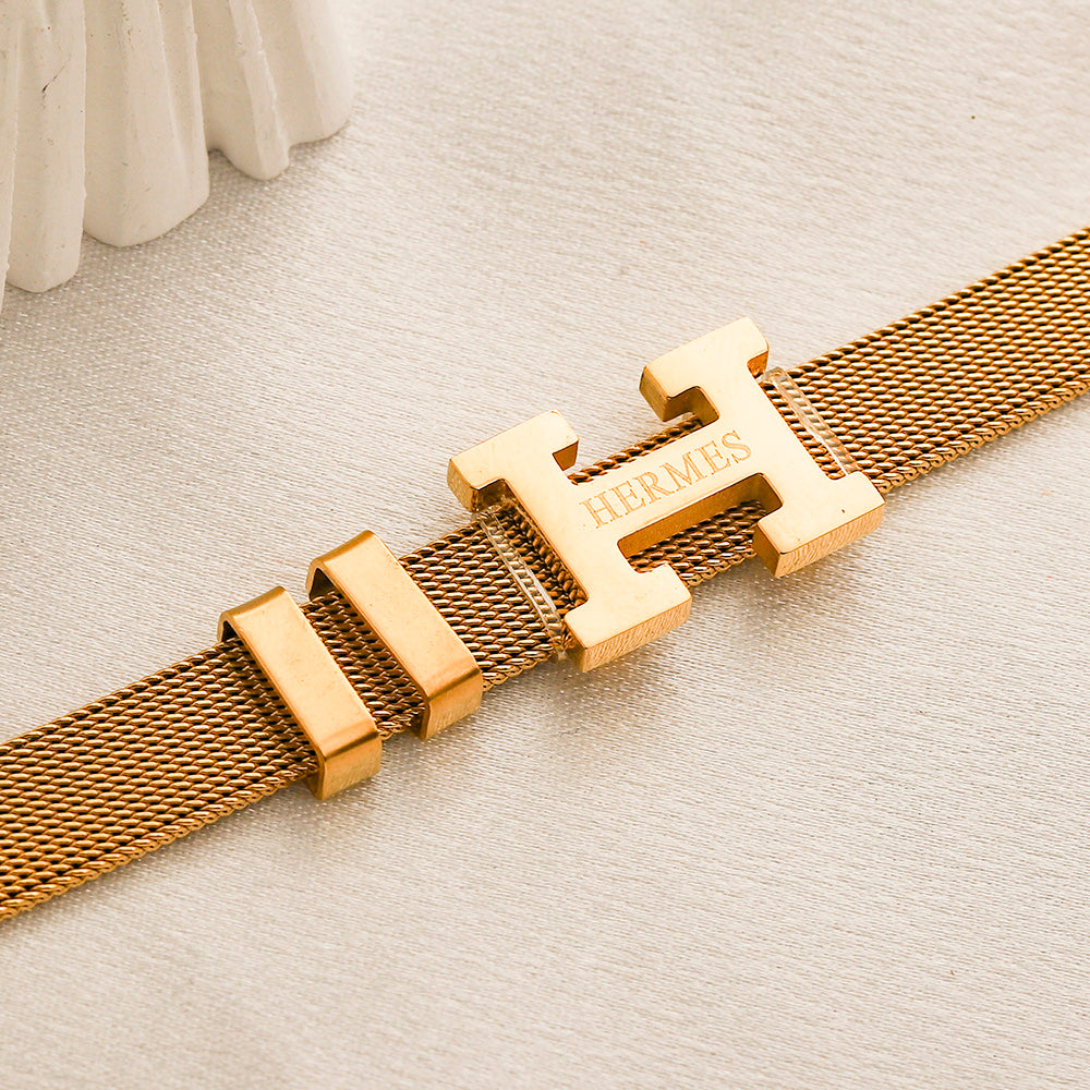 Pulsera de malla de acero inoxidable 304 con cierre en H