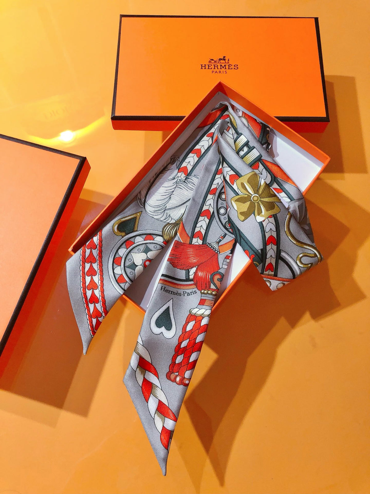 Colorful Belt & Buckle Ribbon Scarf - 5 x 120 cm