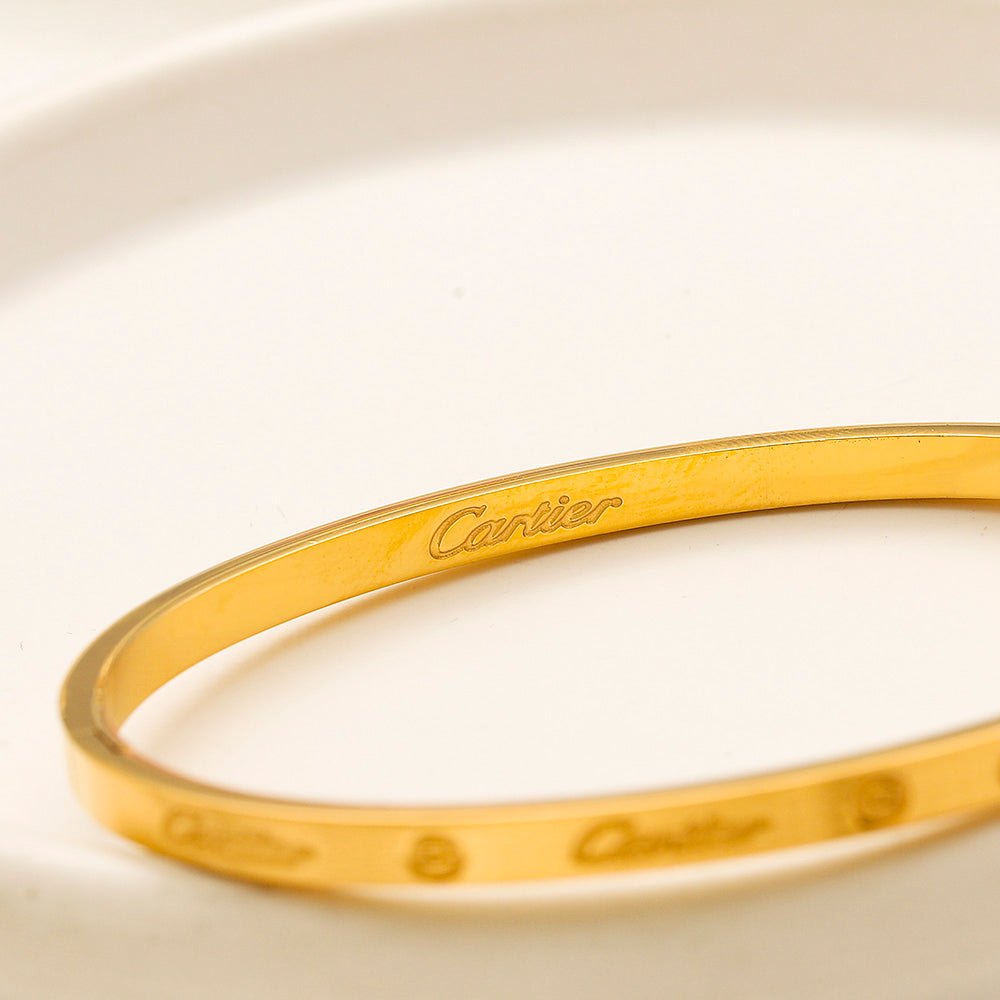 304 Stainless Steel Polished Engraved Slim Bangle Bracelet