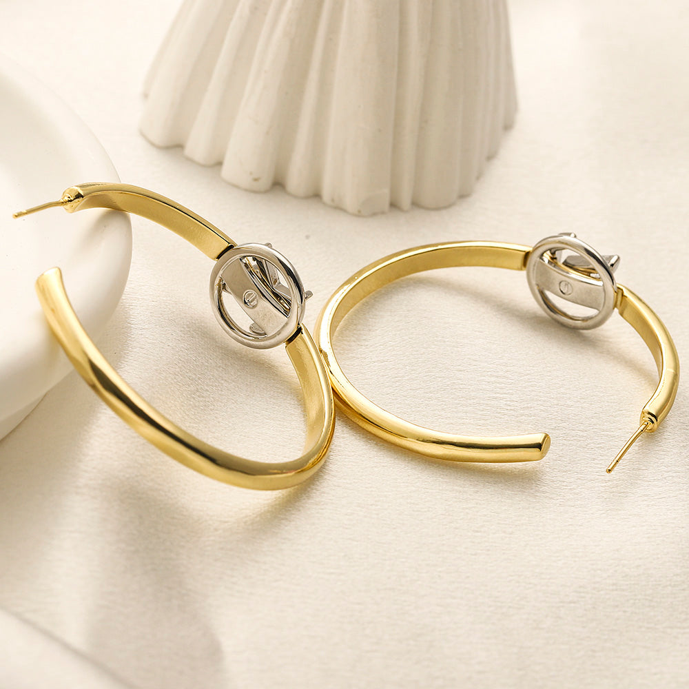 Copper Double Monogram Hoop Earrings