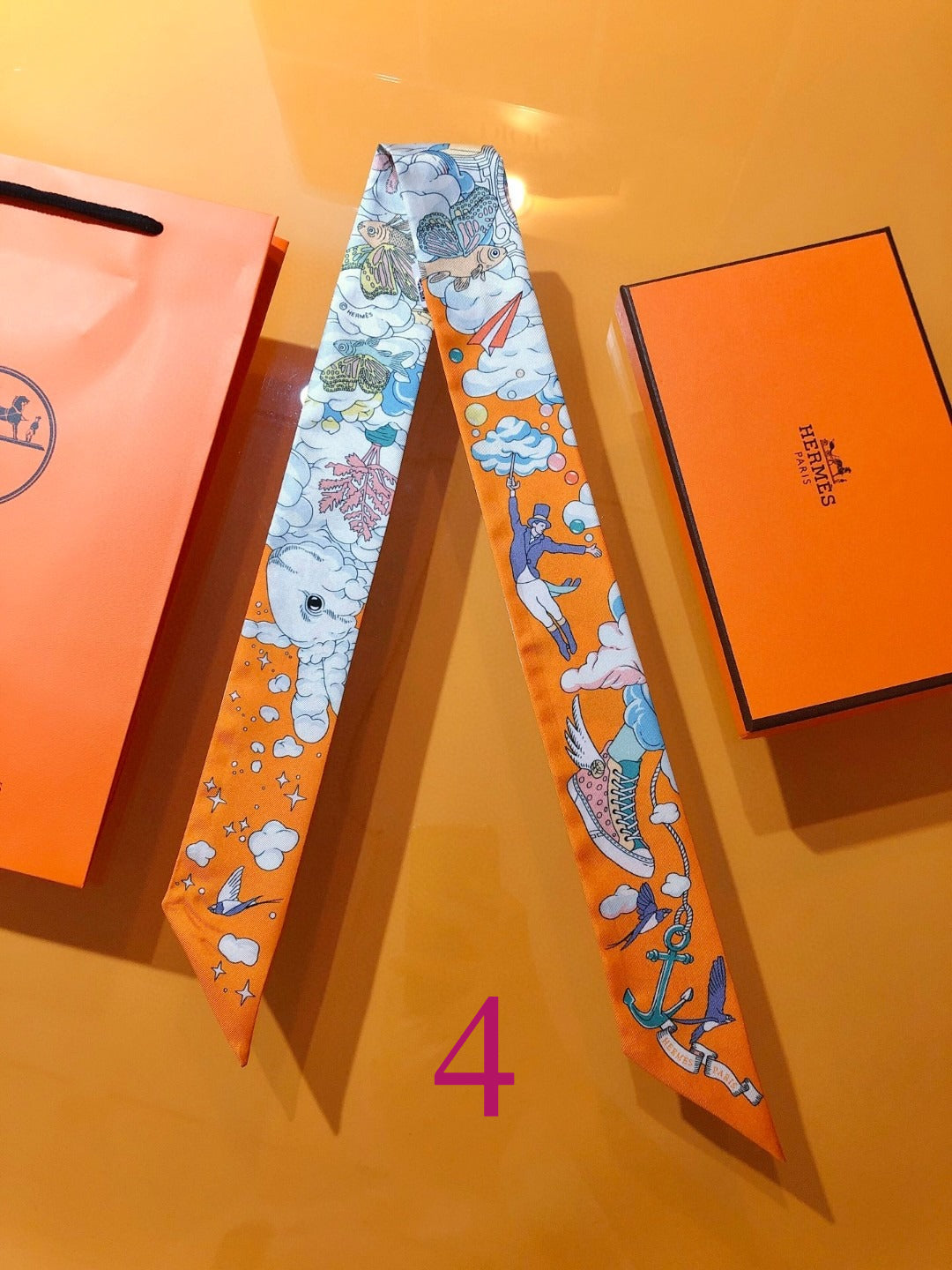 Illustrated Equestrian Ribbon Scarf - 5 x 120 cm