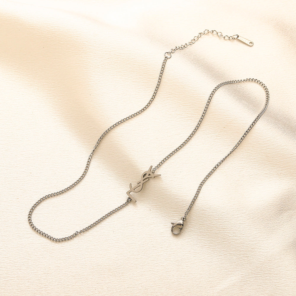304 Stainless Steel Sideways Monogram Earrings, Bracelet & Necklace Collection