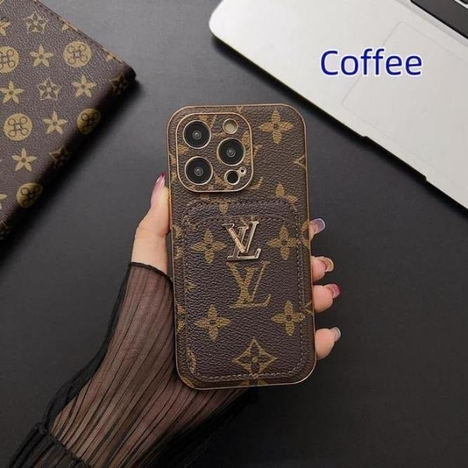 Funda brillante con monograma y correa de mano