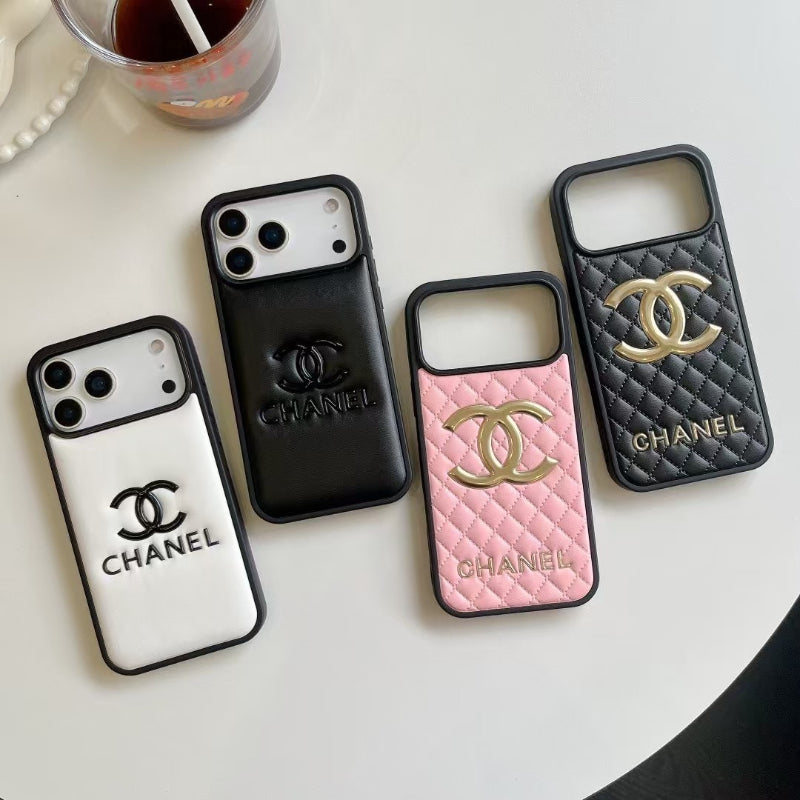 Funda para teléfono acolchada y lisa con emblema - Opciones de estilo