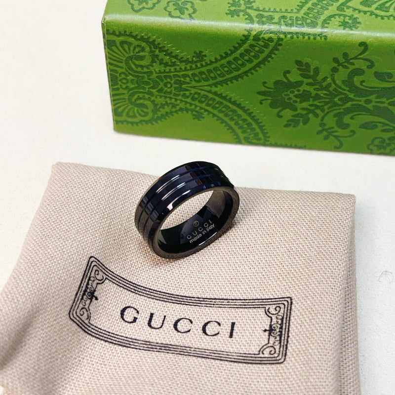 Blue-Inlay Double Band Ring