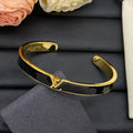 Black Inlay Monogram Cuff Bracelet