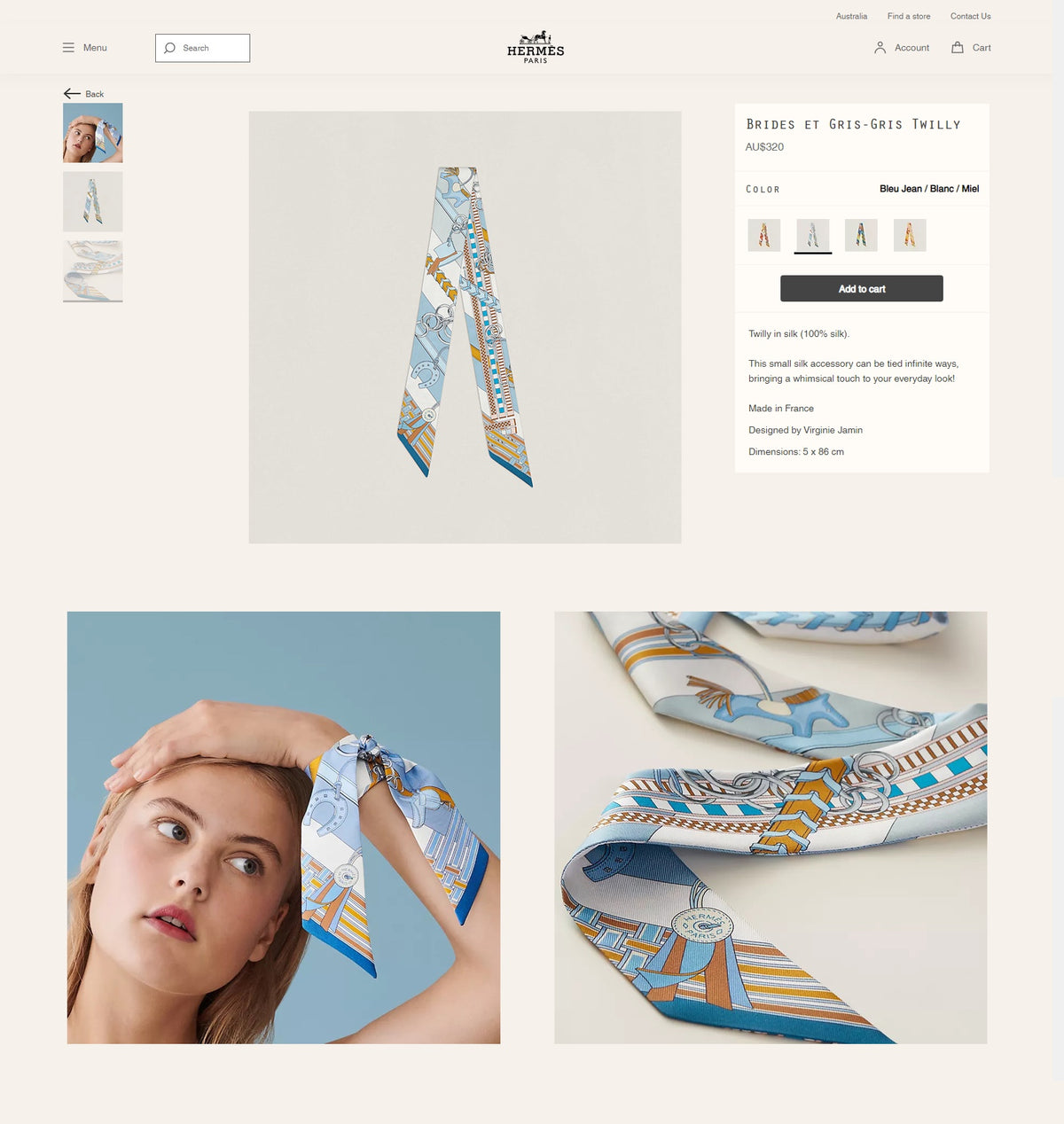 Equestrian Strap Print Ribbon Scarf - 5 x 120 cm