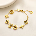 304 Stainless Steel Geometric Floral Monogram Link Bracelet