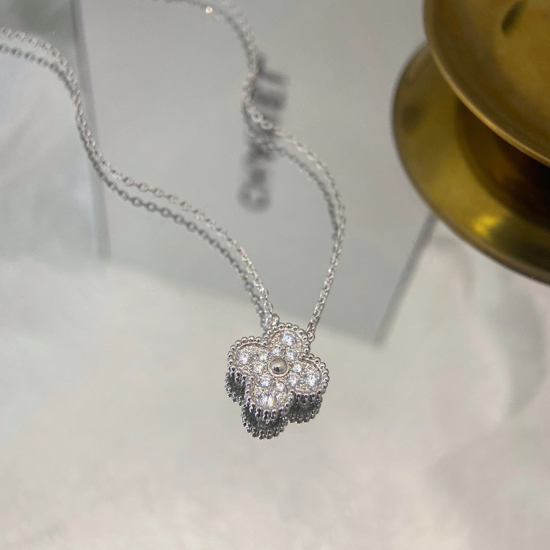 Pave Quatrefoil Pendant Necklace