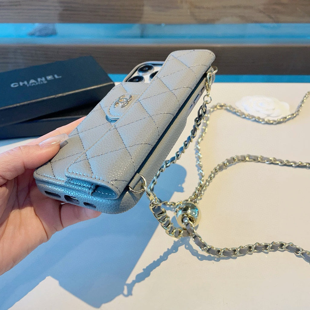 Geometric Quilted Phone Case with Chain Strap