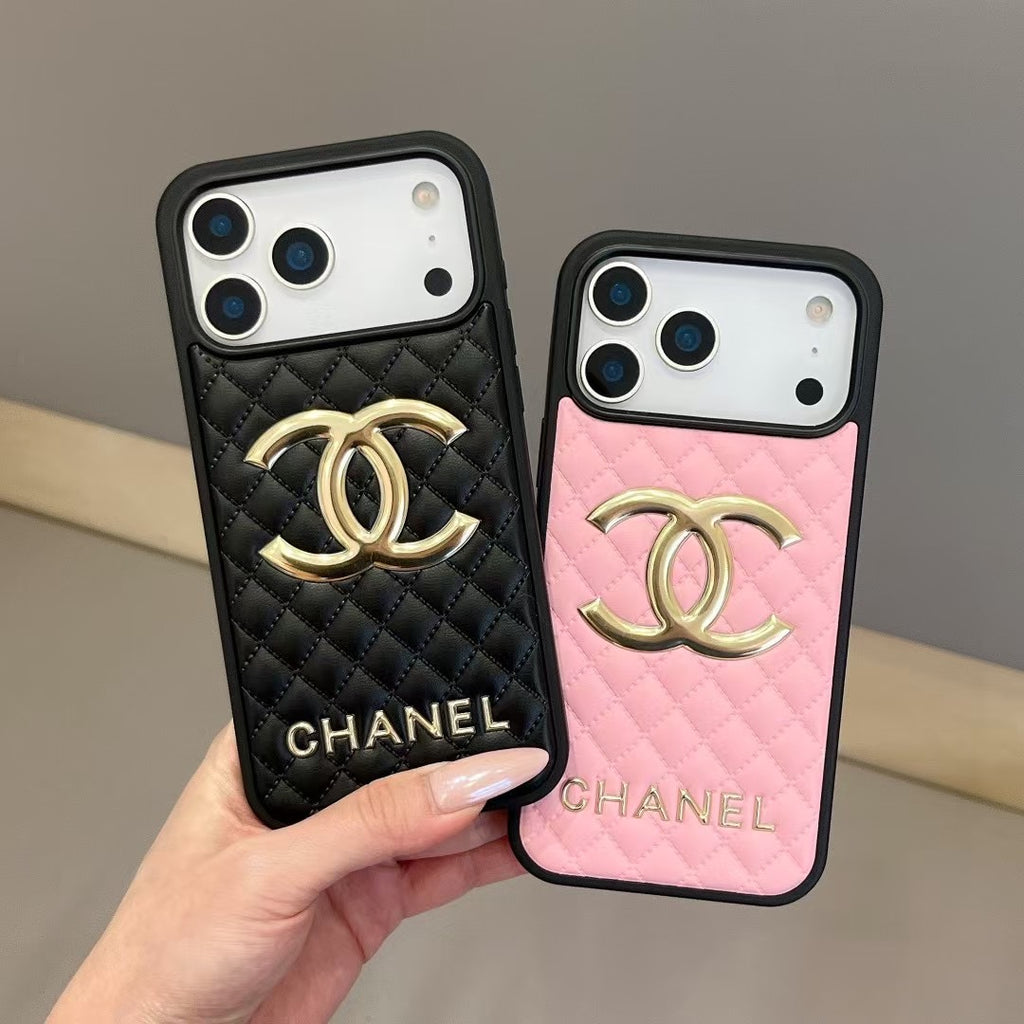Funda para teléfono acolchada y lisa con emblema - Opciones de estilo